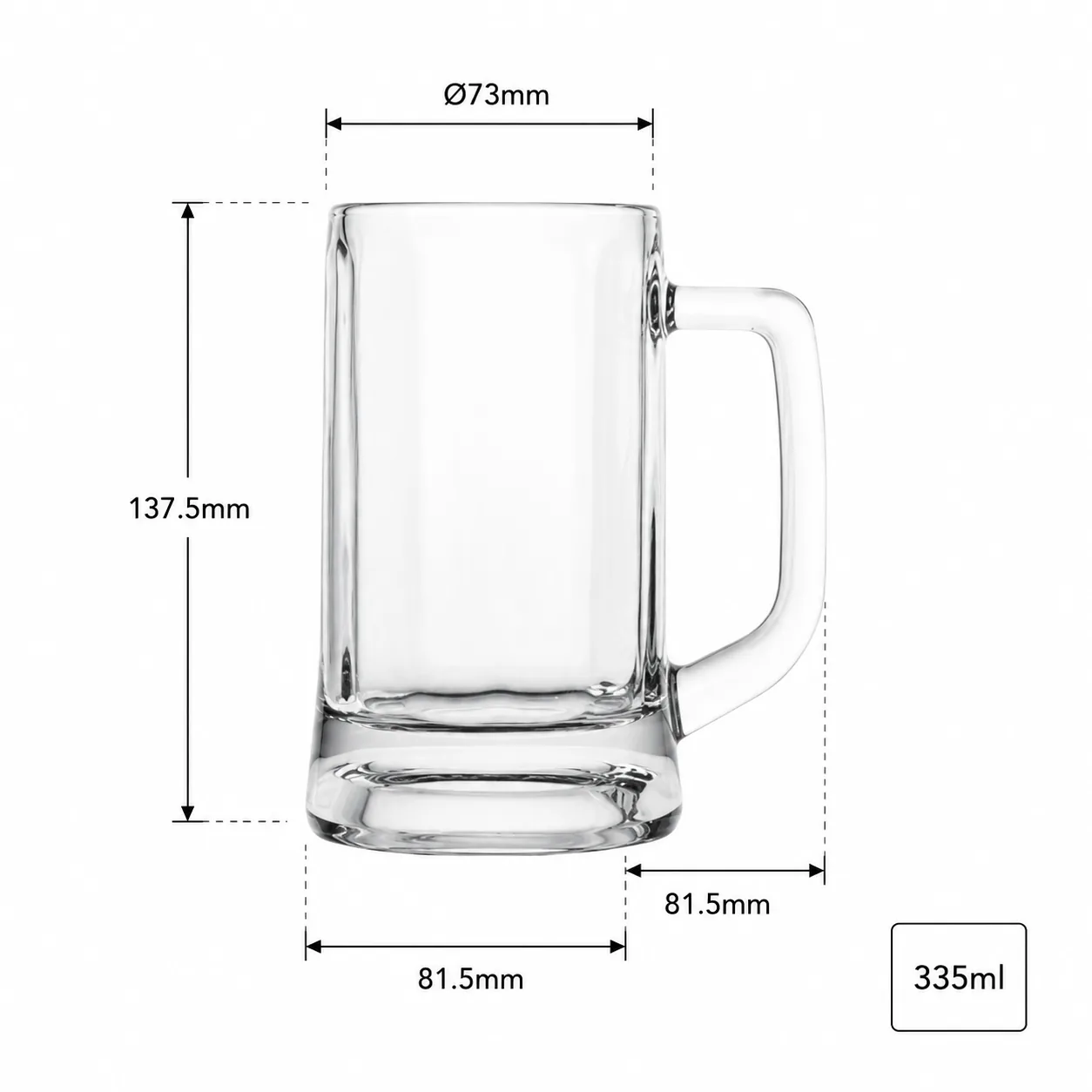 Straight 335 ml glass beer mug