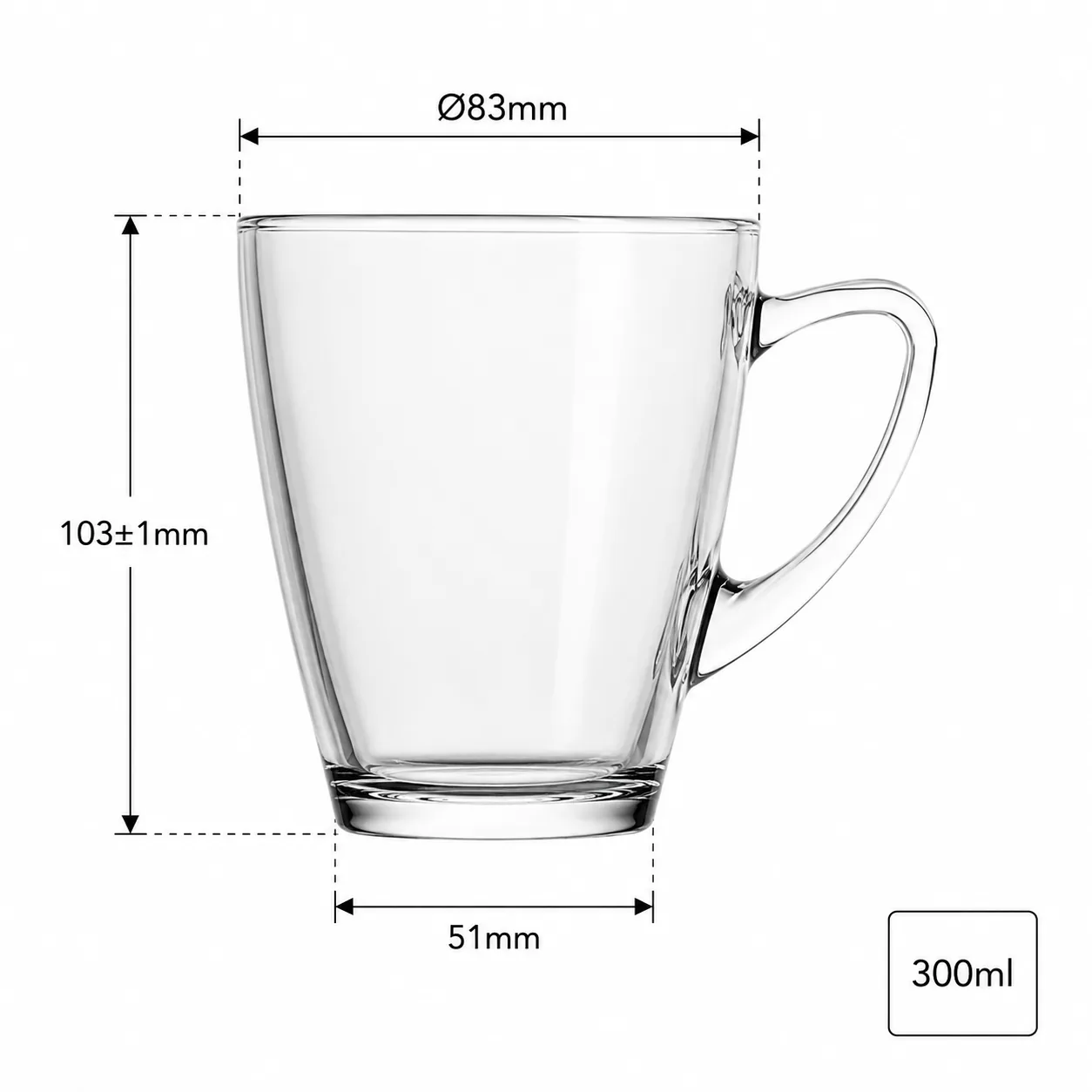 Compact 300 ml glass beer mug