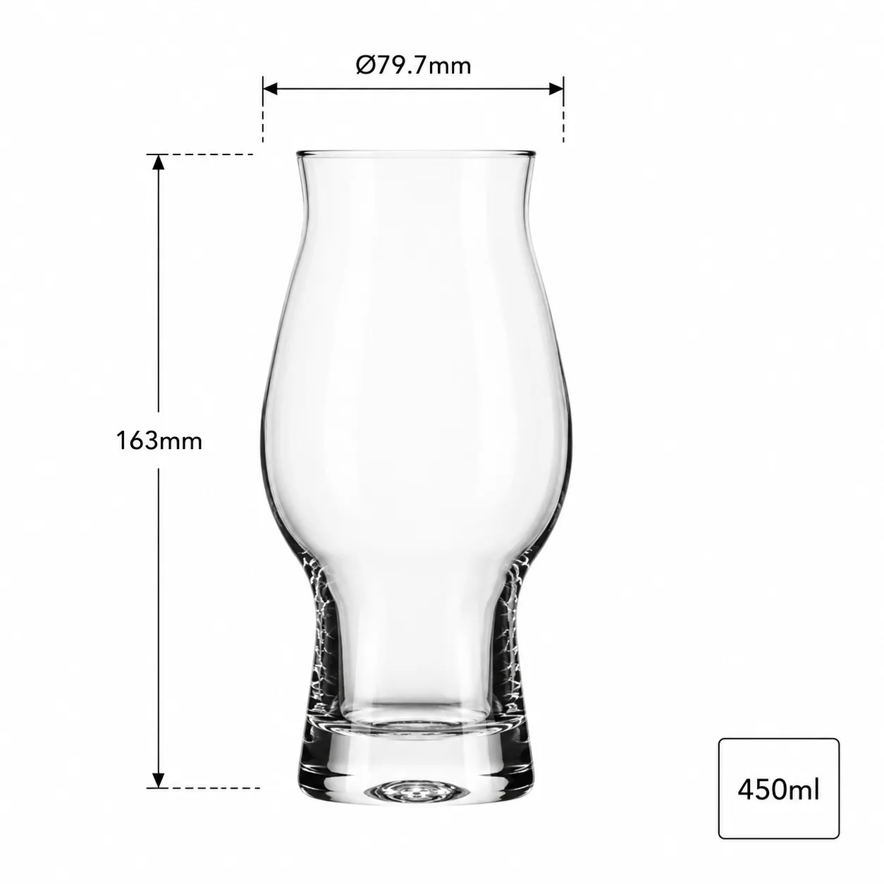 Tulip-shaped 450 ml glass beer glass