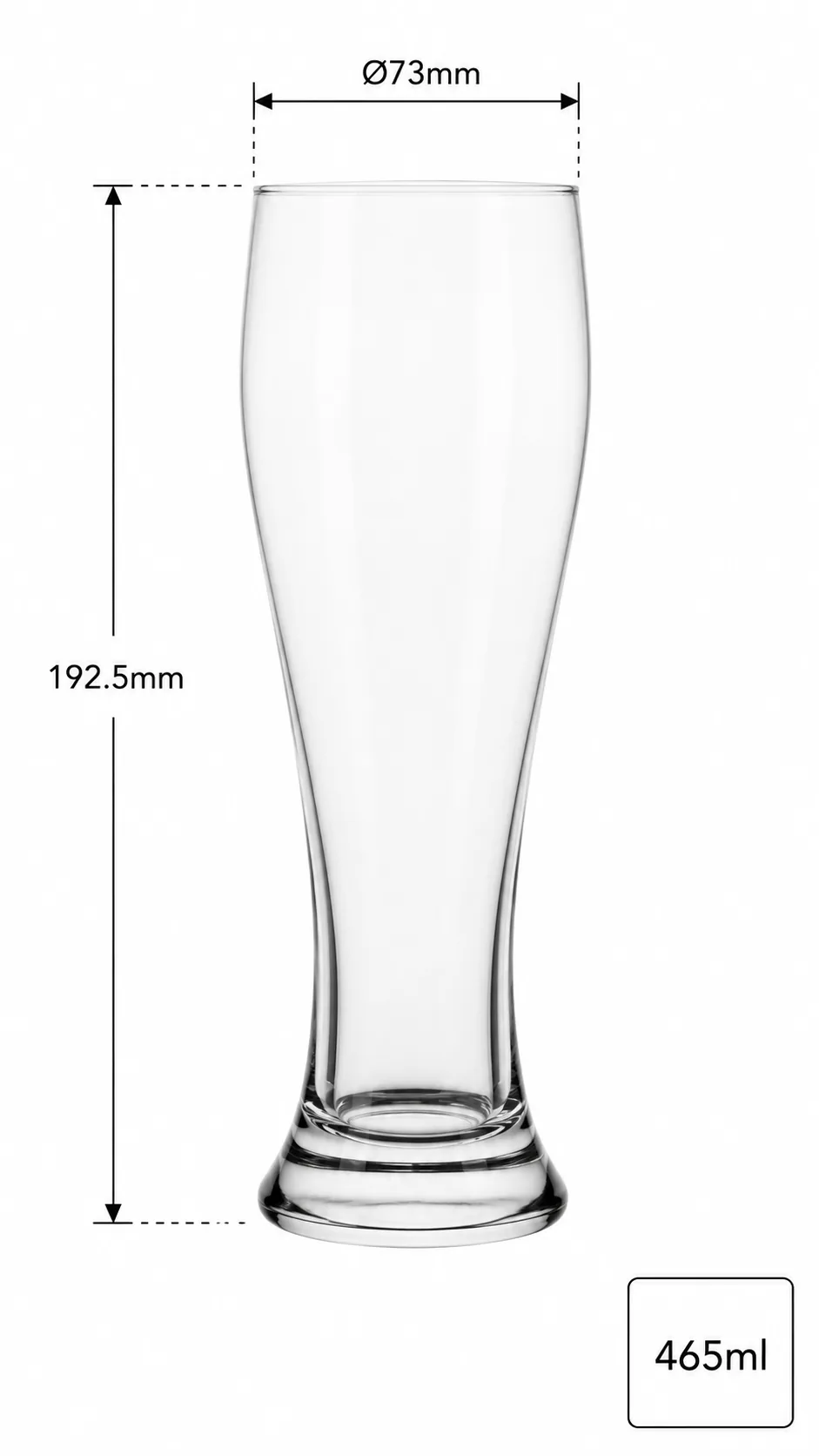 Pilsner-style 465 ml glass beer glass