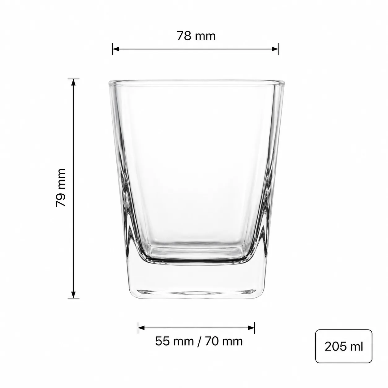 Square 205 ml whiskey glass