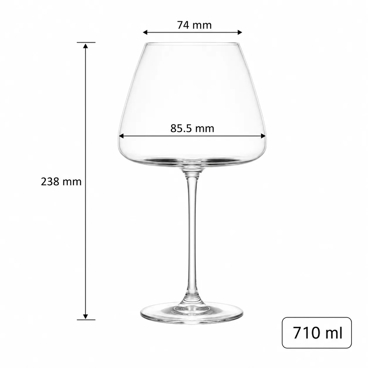 Clear stem 710 ml Burgundy wine glass