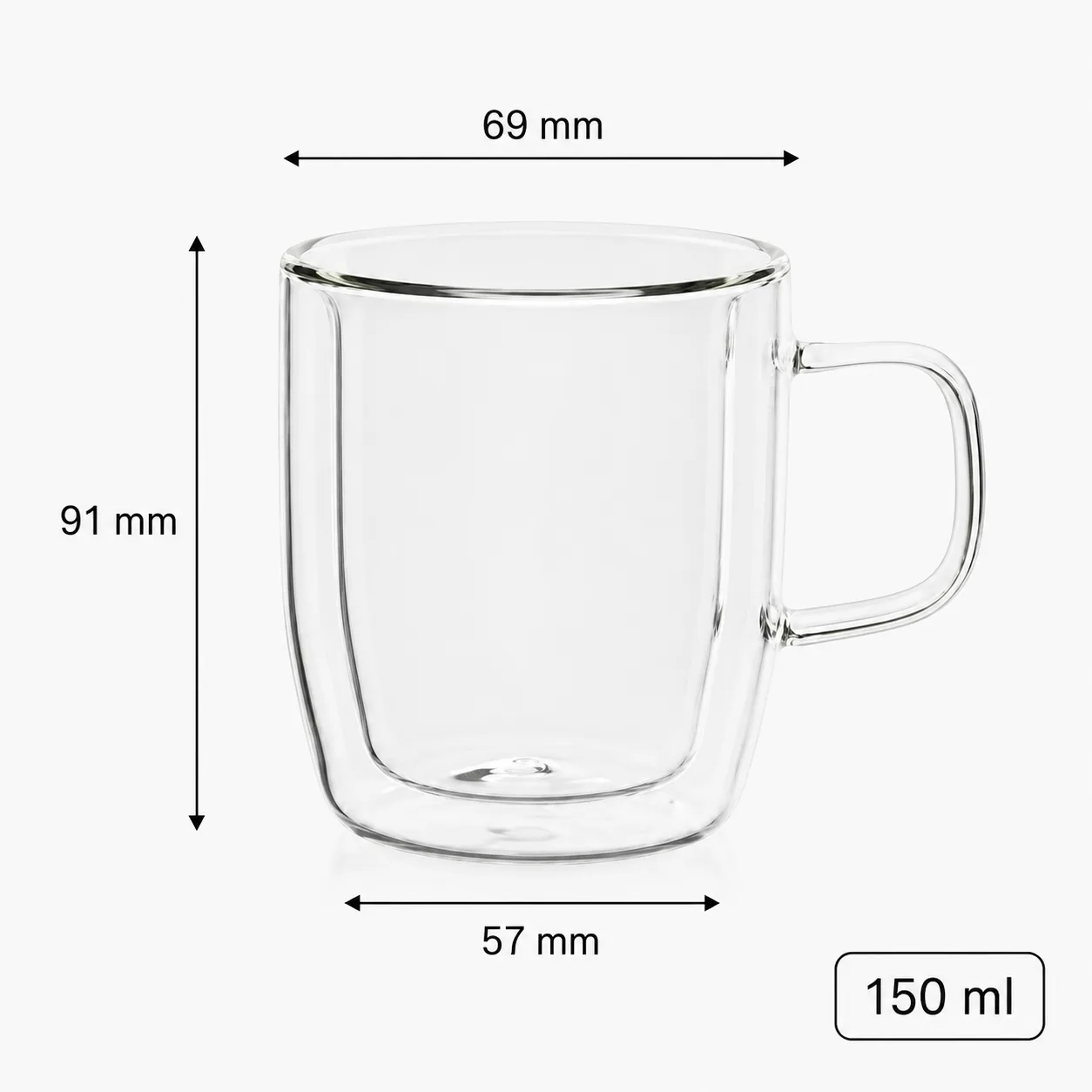 Double wall 150 ml glass mug