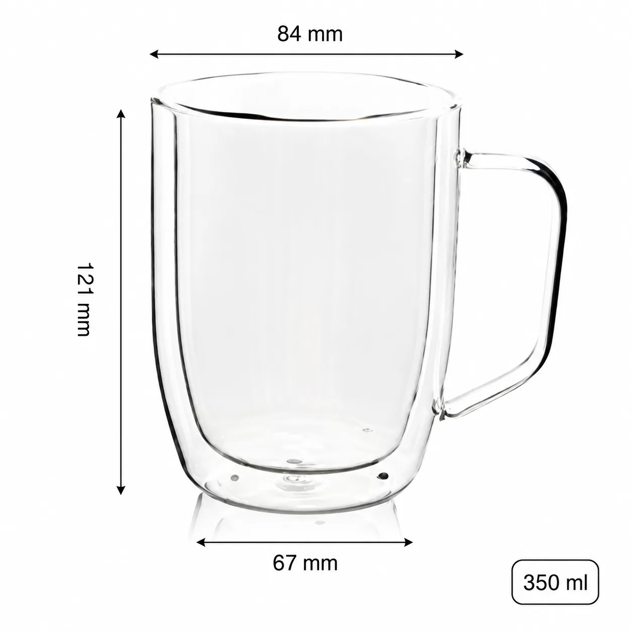 Double wall 350 ml glass mug