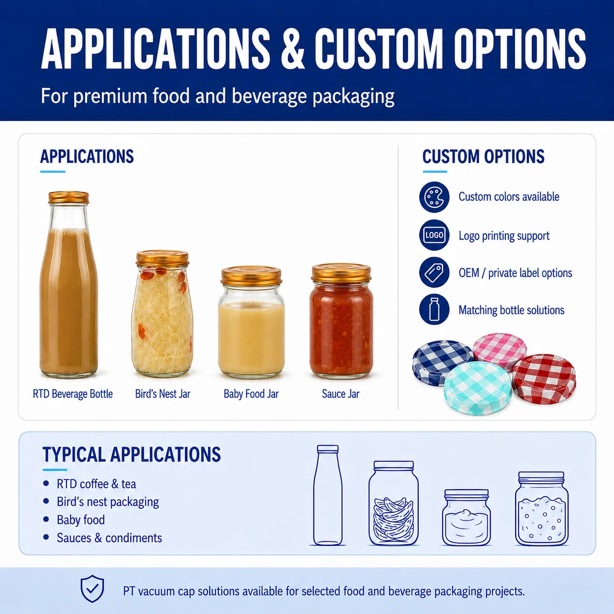 PT cap applications and custom options
