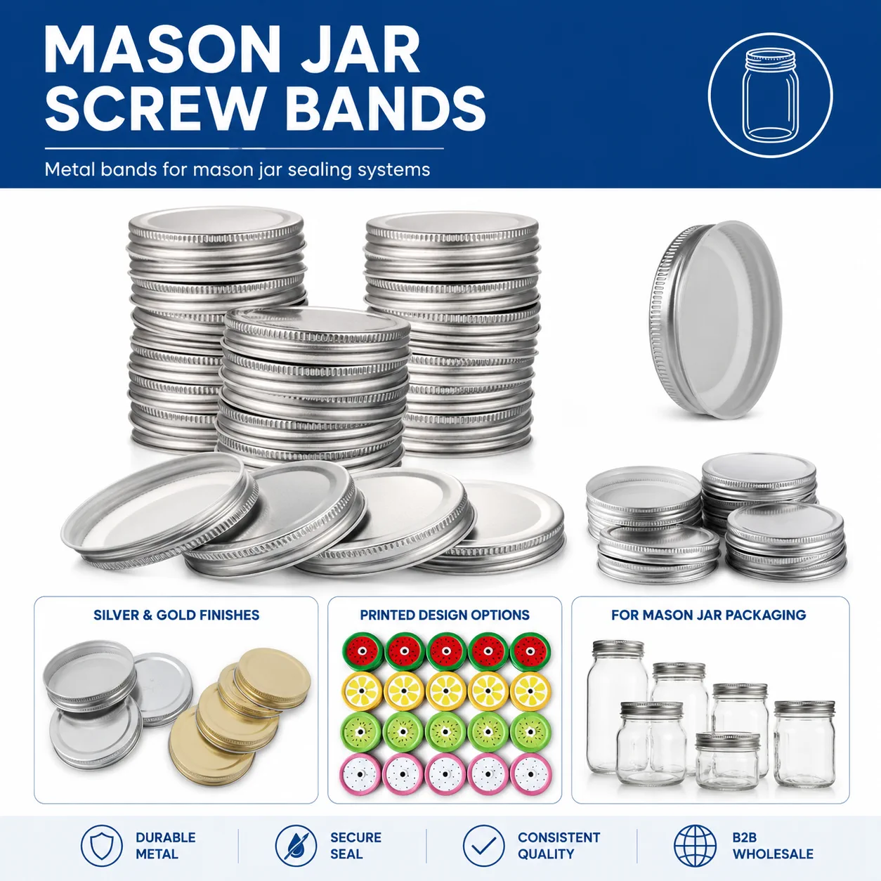Mason jar screw caps product overview