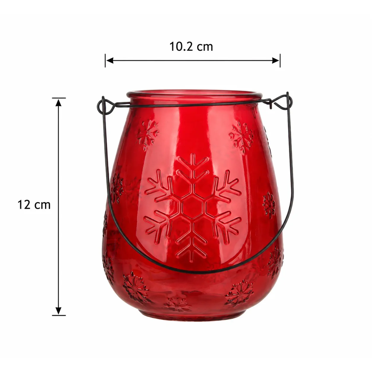 Red snowflake glass candle holder