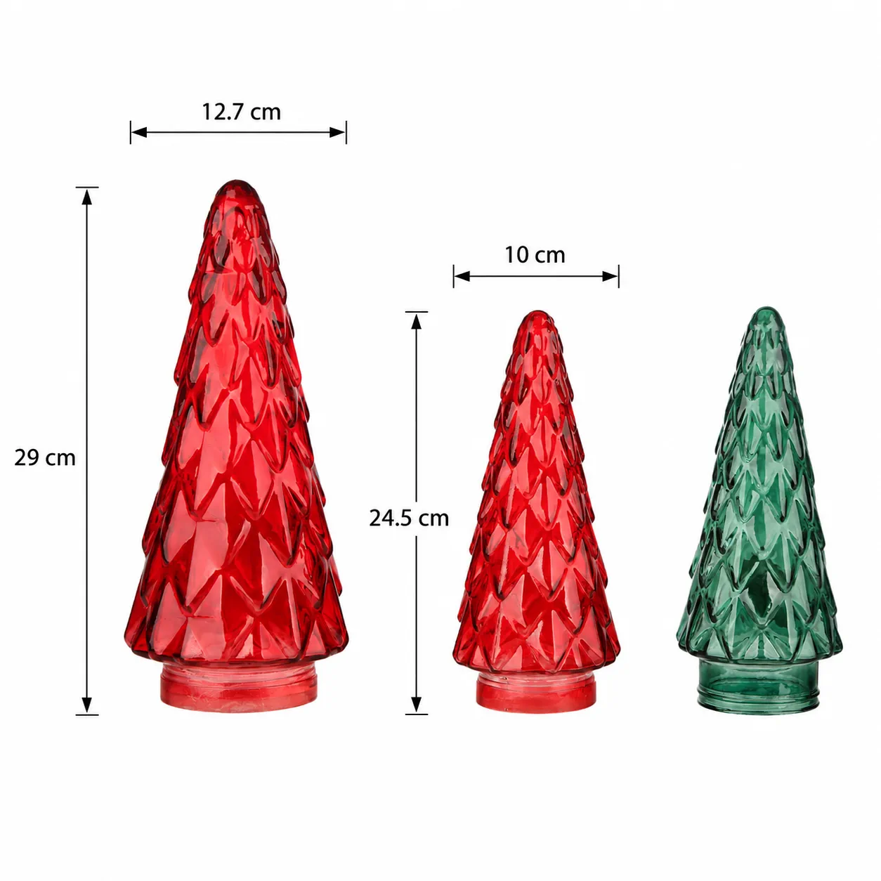 Large and small Christmas tree glass jar set