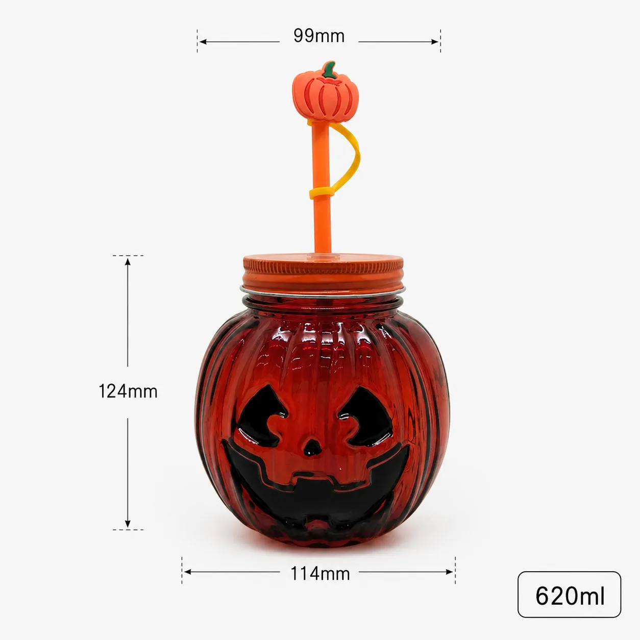 Pumpkin 620 ml glass straw cup