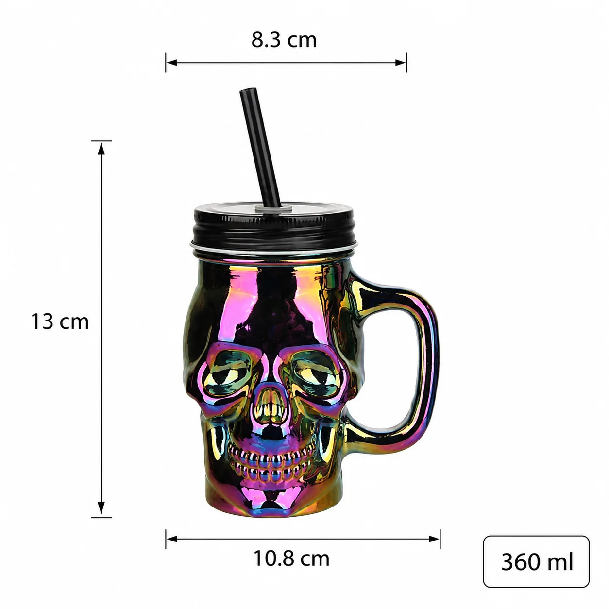 Skull 360 ml glass mason jar