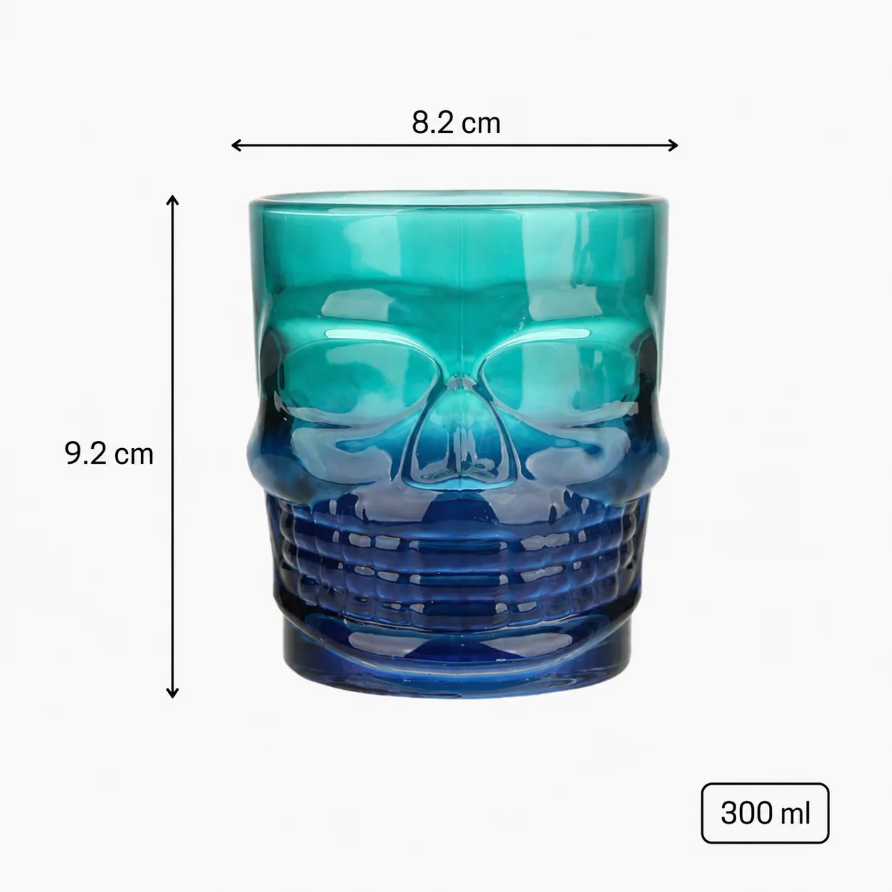 Blue skull 300 ml glass tumbler