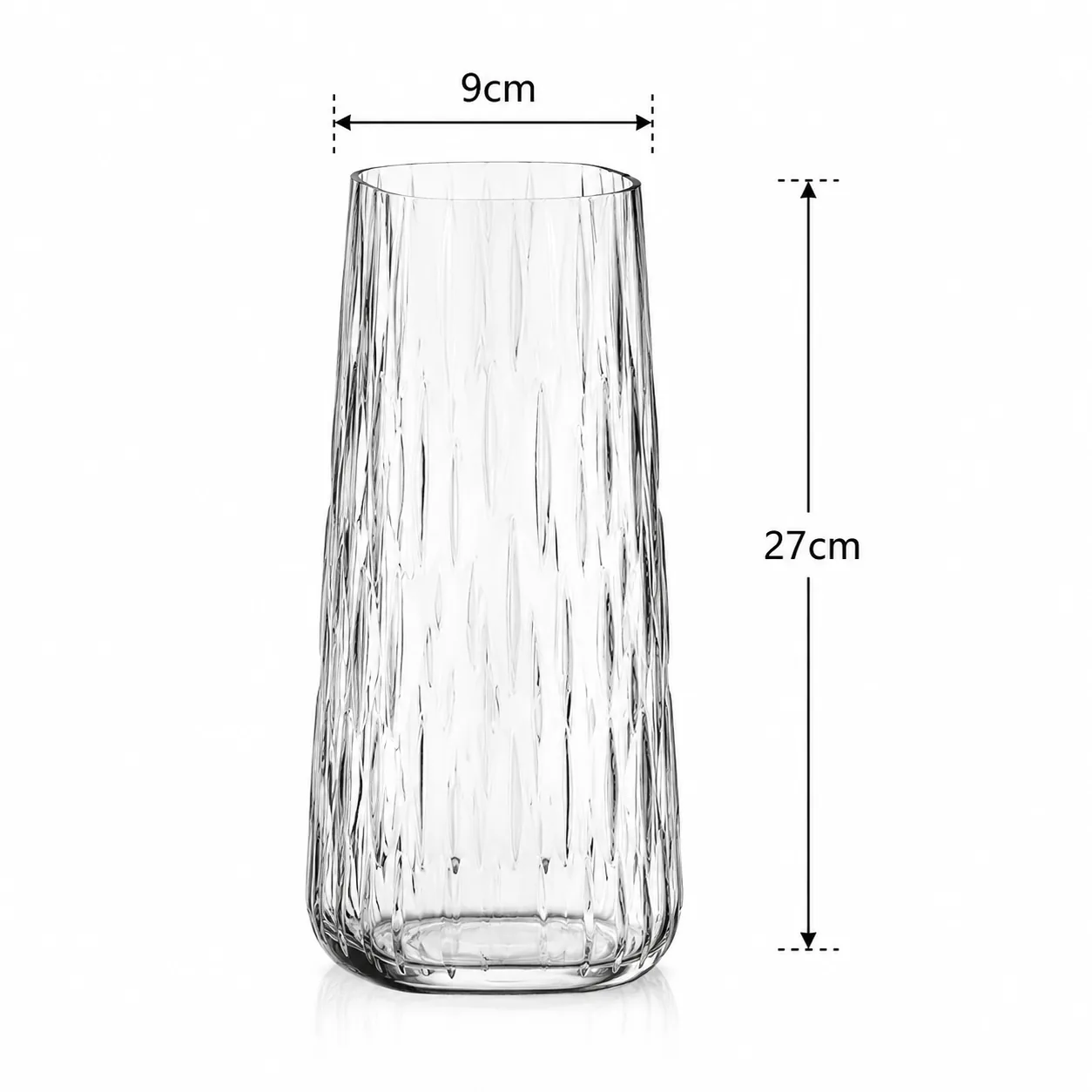Tall fluted glass vase