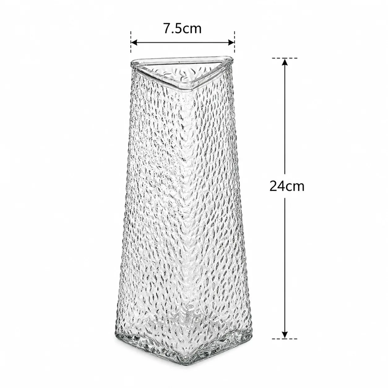 Triangle-shaped glass vase
